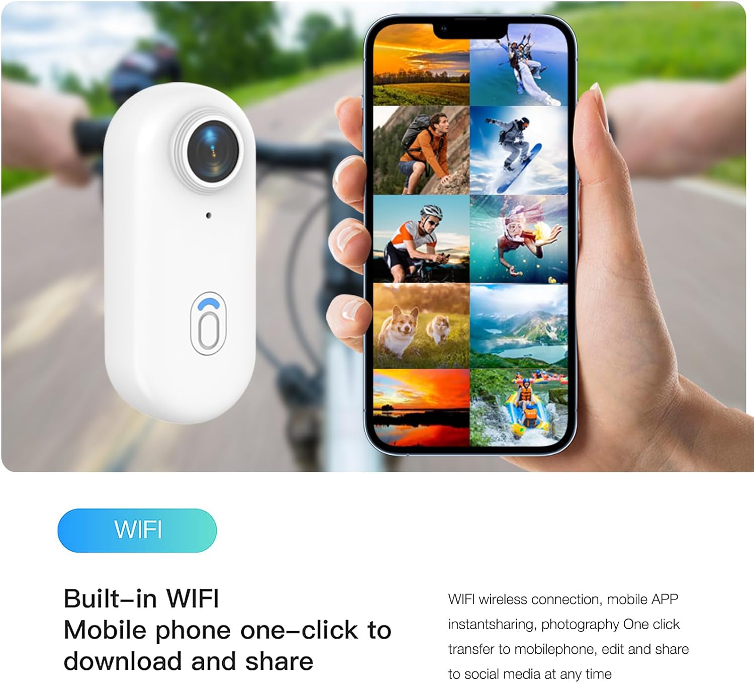 H8 64GB 4K Thumb Action Camera, Mini Body Cameras, Wearable Pocket Vlogging Camera, Multiple Accessory Mount Anywhere Small Portable Hands-Free Helmet Cam for Work, Cycling, Travel, Pet Walking - Image 5