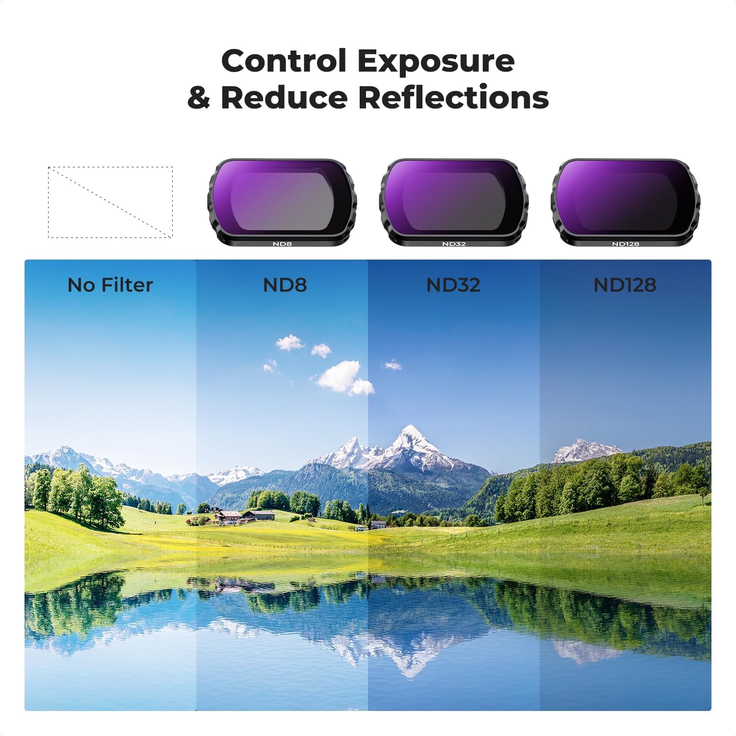 K&F Concept Effect Lens & ND Filter Kit for DJI Osmo Pocket 3, 1.2X Anamorphic Lens+ Wide-Angle Lens+ 10X Macro Lens+ ND8+ND32+ND128, Magnetic Attach/Multi-Coated/Optical Glass - Image 6