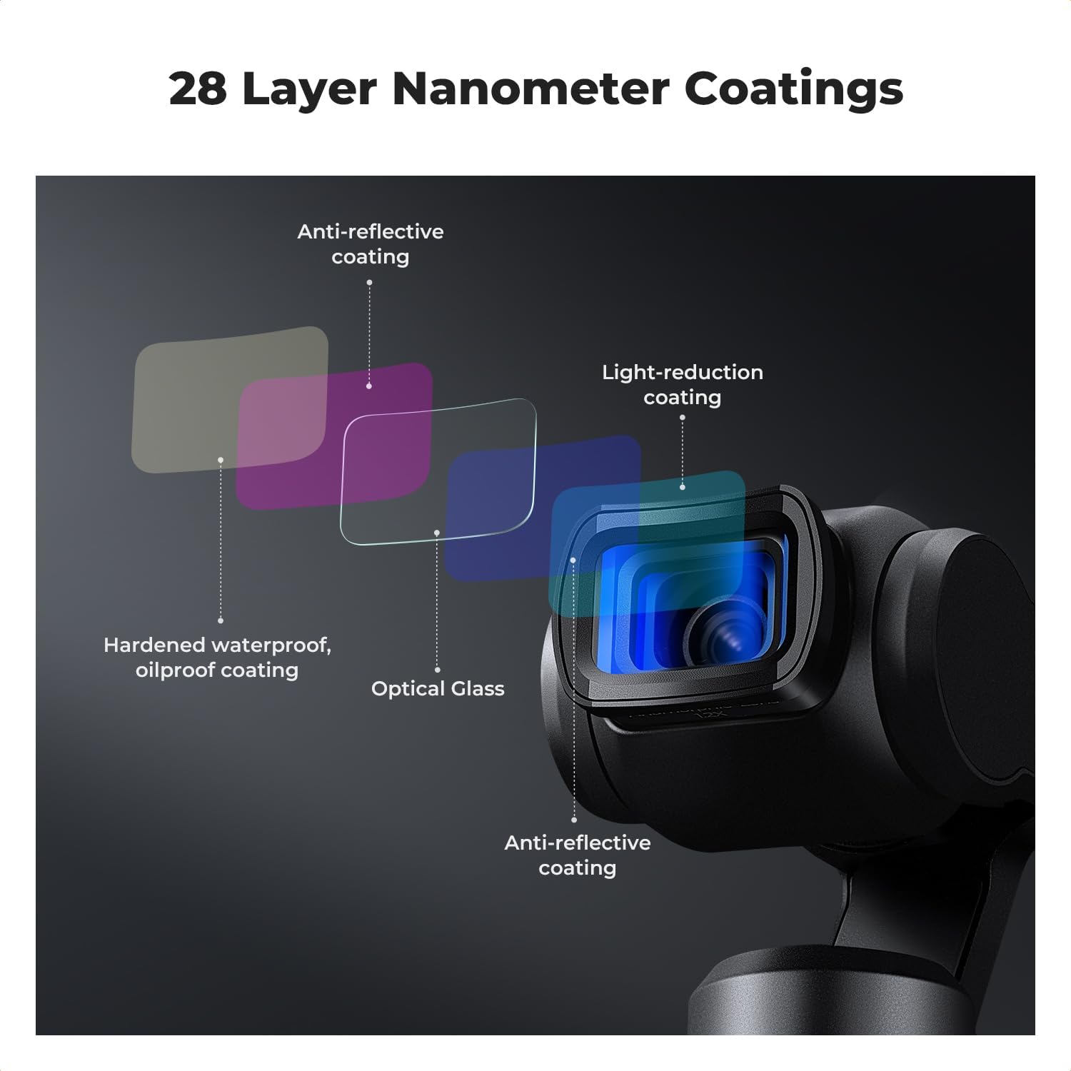 K&F Concept Effect Lens & ND Filter Kit for DJI Osmo Pocket 3, 1.2X Anamorphic Lens+ Wide-Angle Lens+ 10X Macro Lens+ ND8+ND32+ND128, Magnetic Attach/Multi-Coated/Optical Glass - Image 7