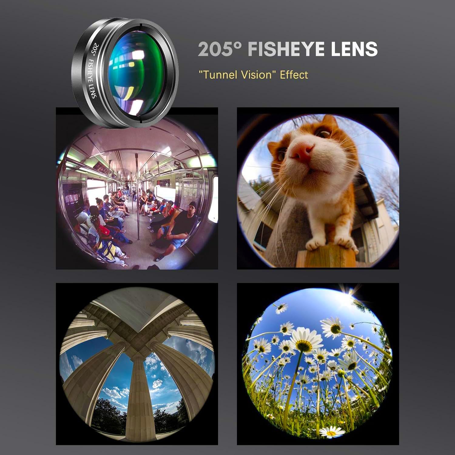 Updated COSULAN 4-in-1 Phone Camera Lens Kit, Come with 22X Telephoto Lens, 205° Fisheye Lens, 4K 0.67X Wide Angle Lens, 25X Macro Lens, Clip, and Phone Mini Tripod for iPhone and Android Phone Series - Image 4